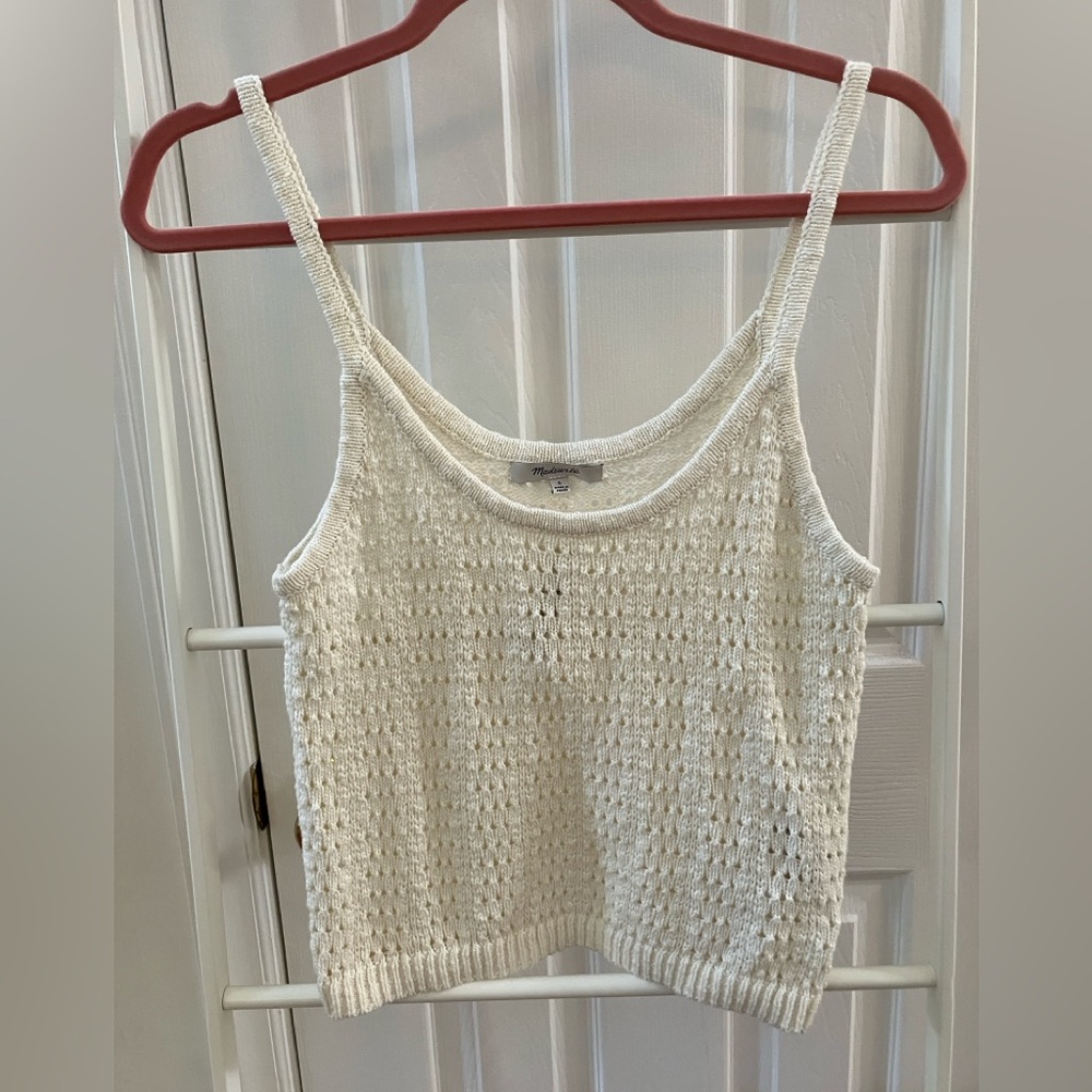 Brand New Madewell Open Stitch Cropped Sweater Tank in Bright Ivory size S Small